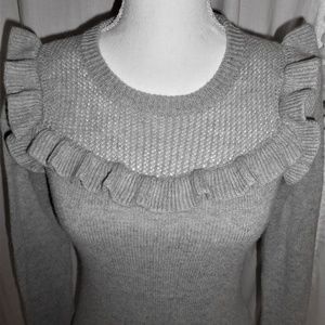 Aeropostale Gray Ruffled Skinny Sweater XS